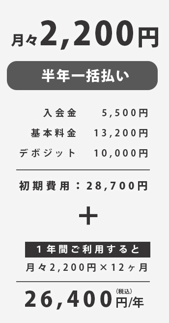 半年一括払い 月々2,200円